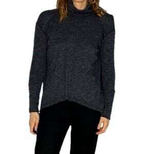 Free People We The Free Sz S Grey Thermal Open Back Turtleneck Long Sleeves Top